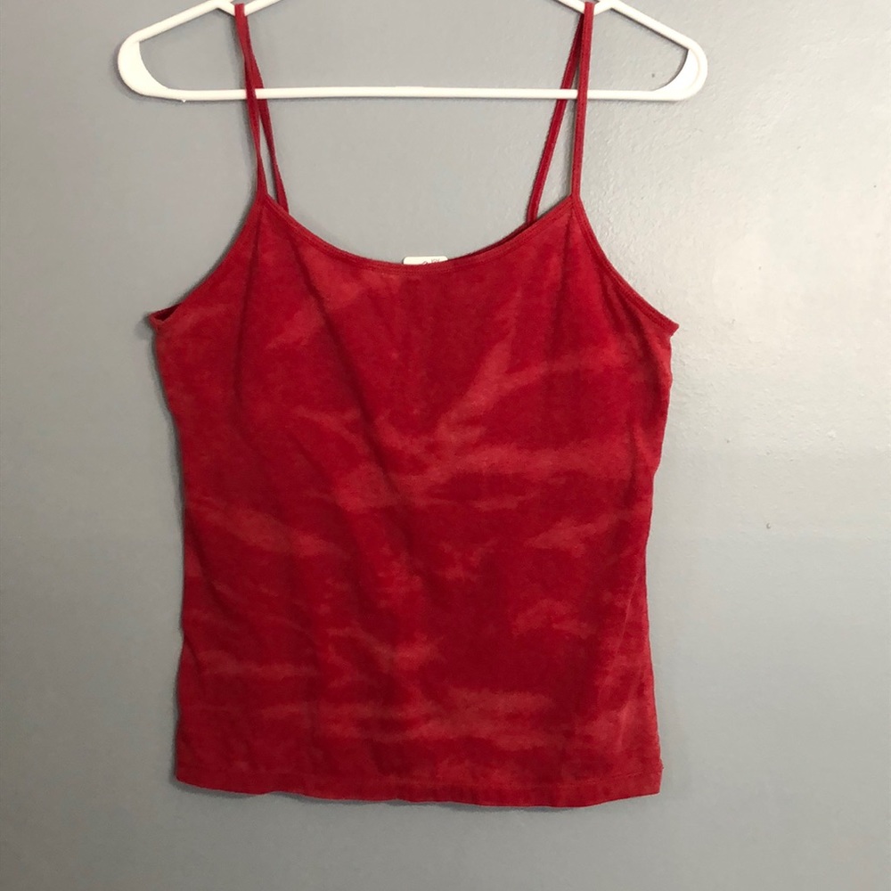 Red bleach tank top tie-dyed